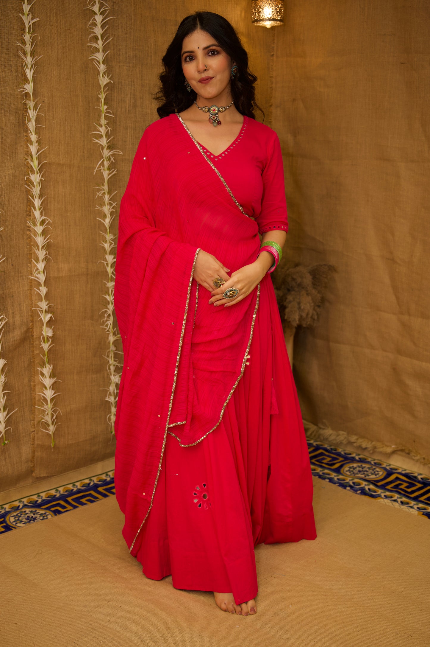 Radha Pink Aabla Set