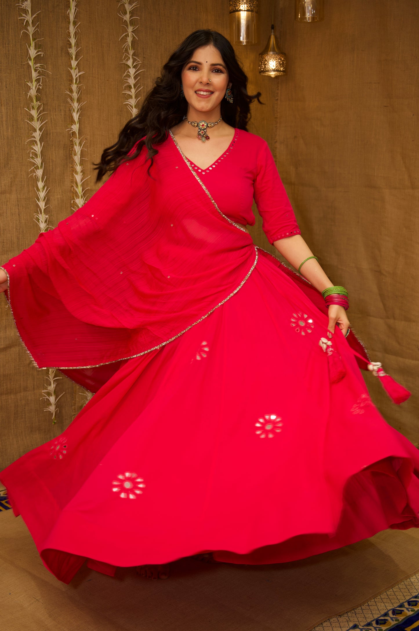 Radha Pink Aabla Set