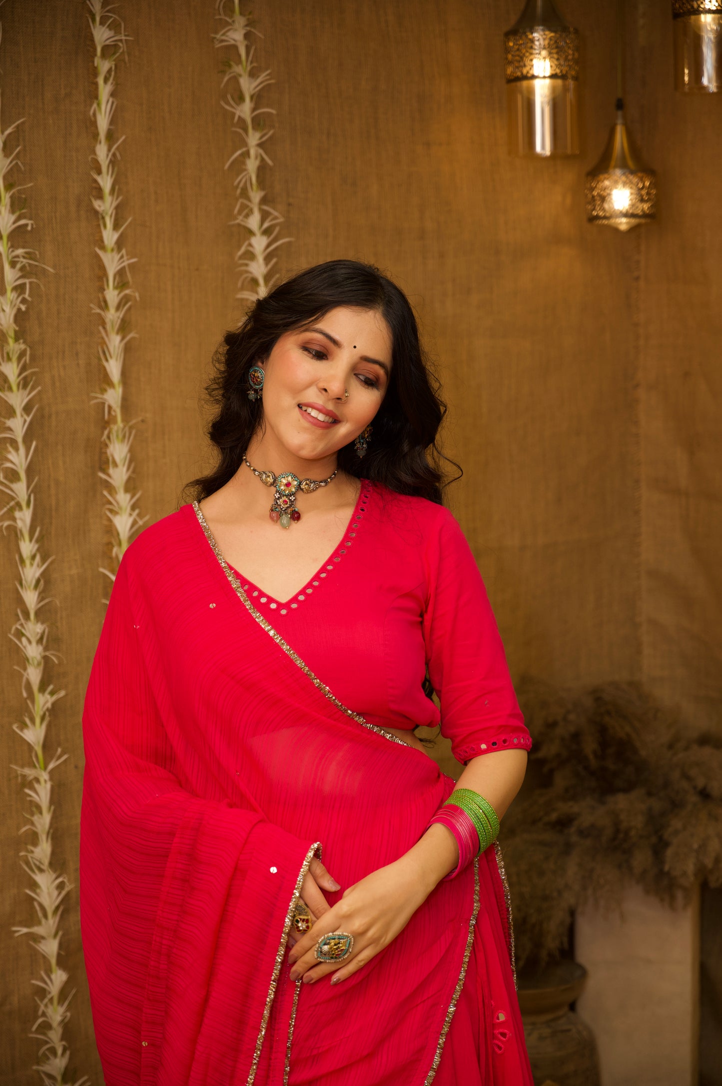 Radha Pink Aabla Set