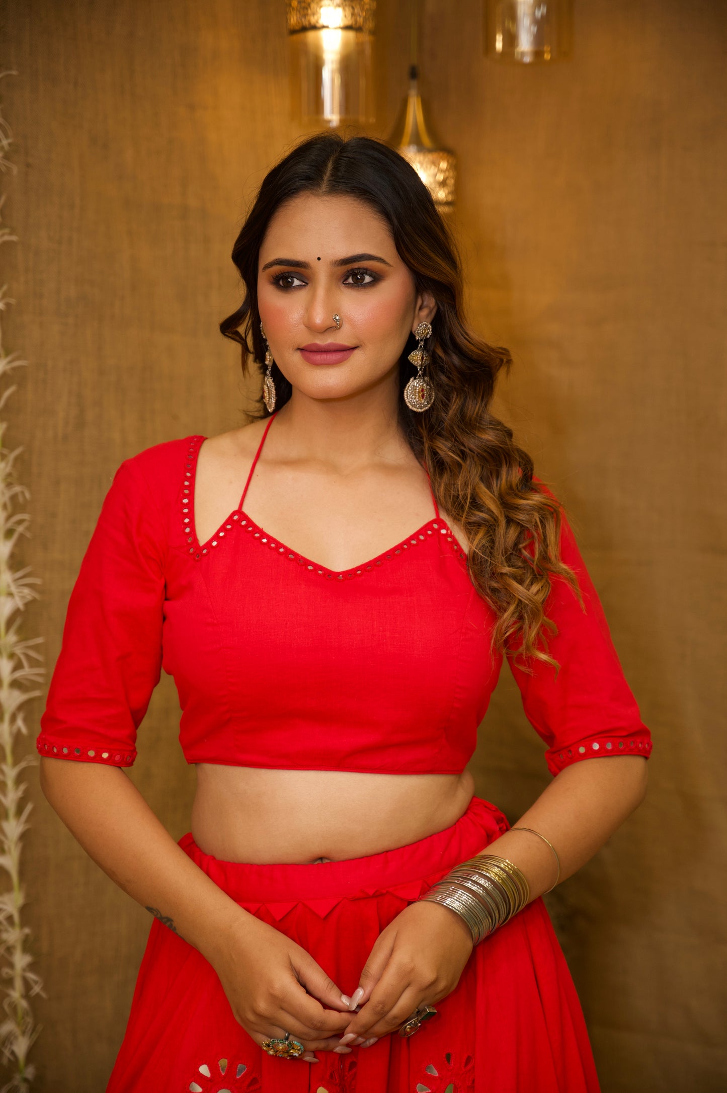 Radha Red Aabla Set