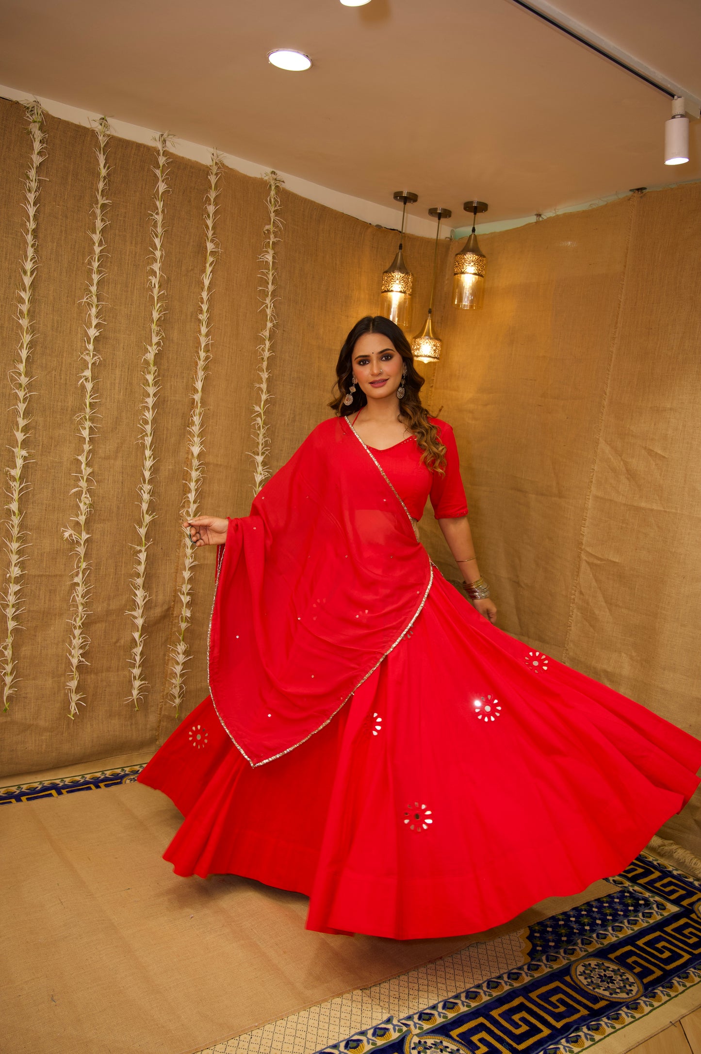 Radha Red Aabla Set