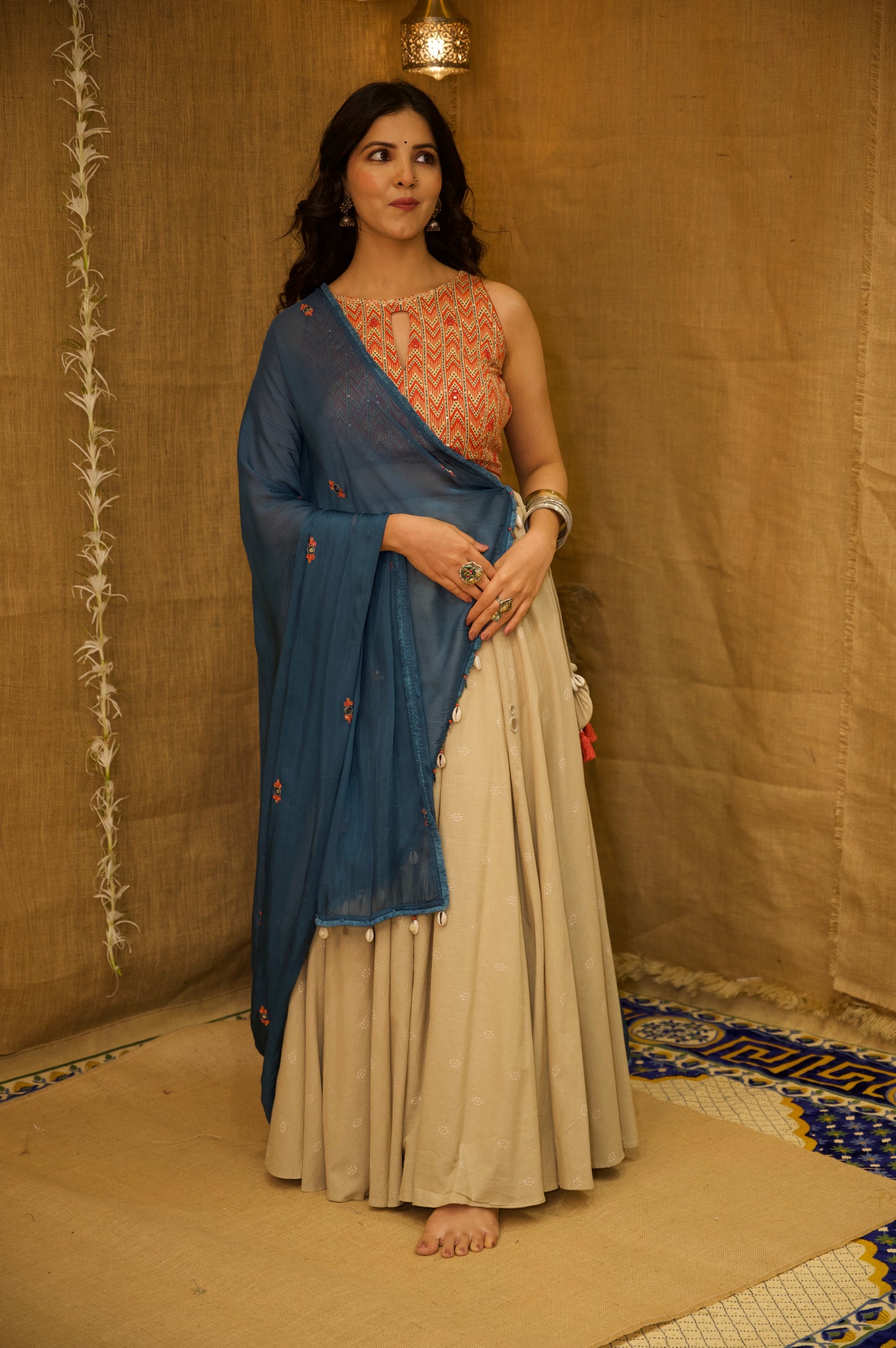 Cream Satrangi Set