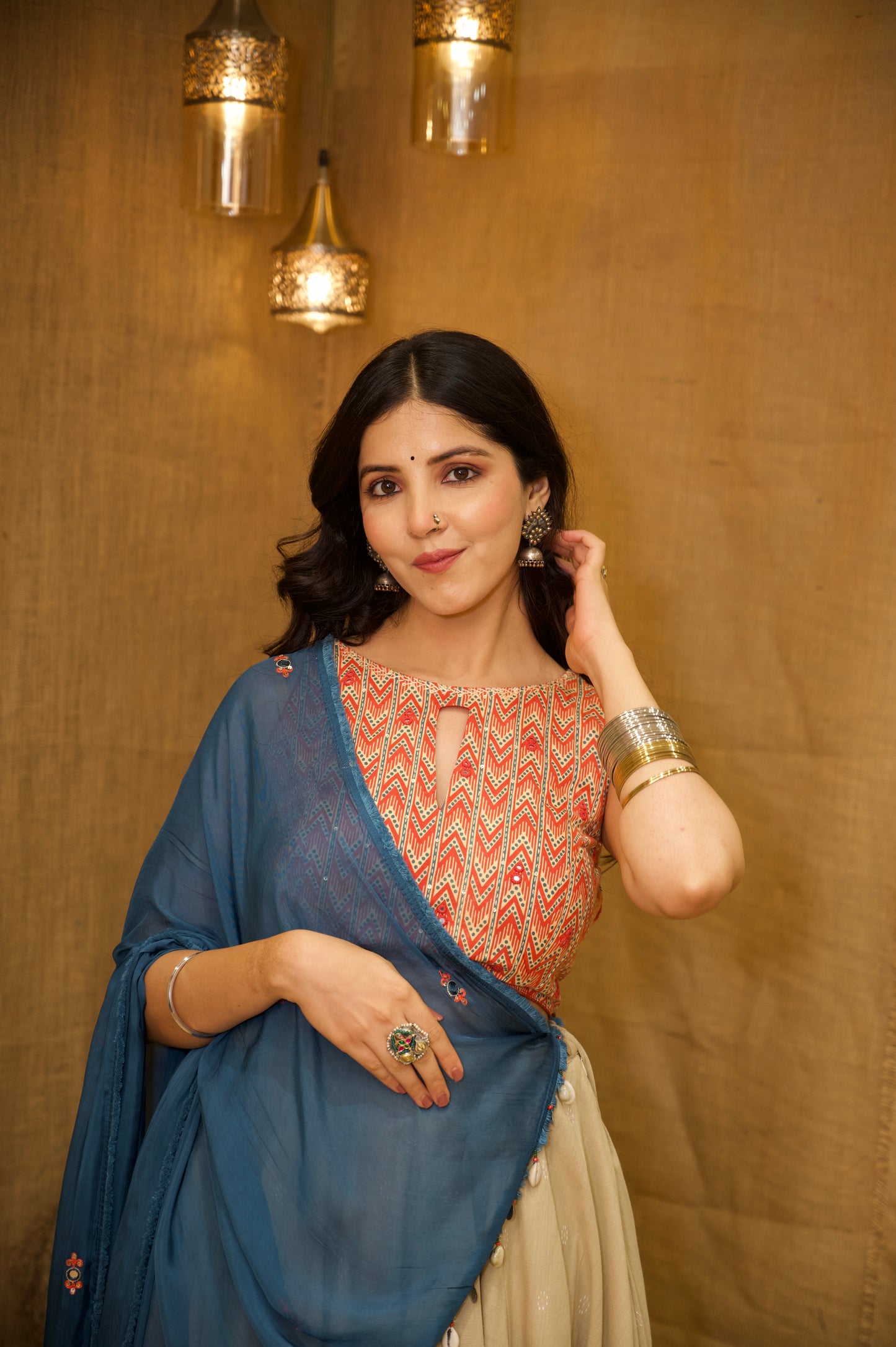 Cream Satrangi Set