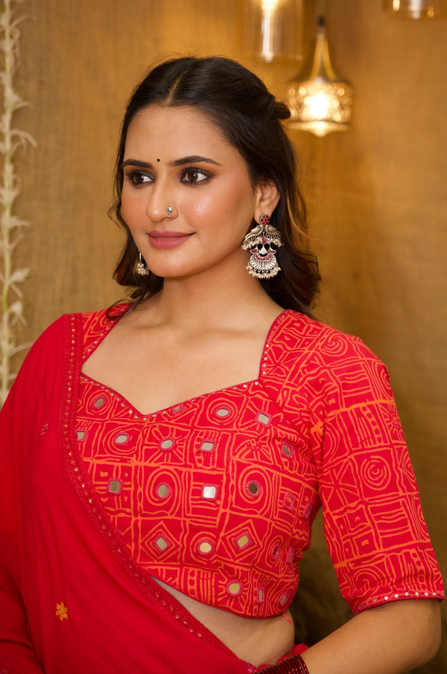 Radha Red Aabla Set