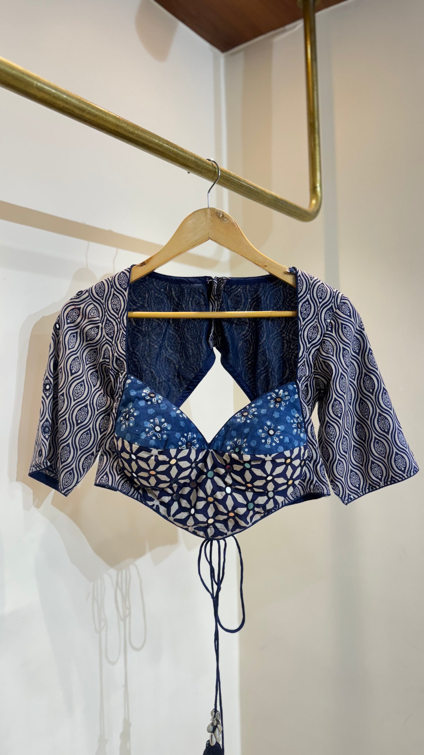 Blue Block Print Blouse