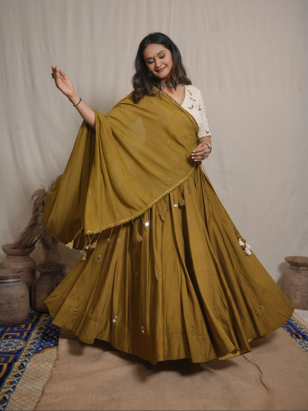 Kavya Copper Gold Lehenga