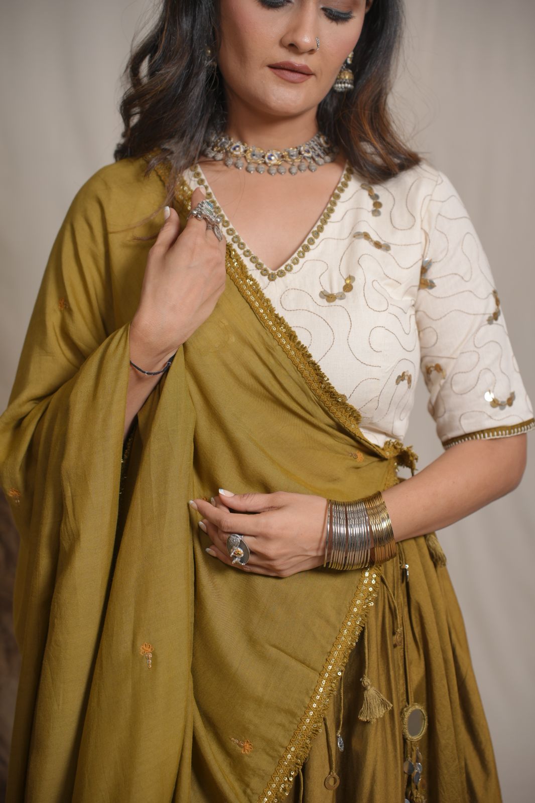 Kavya Copper Gold Lehenga