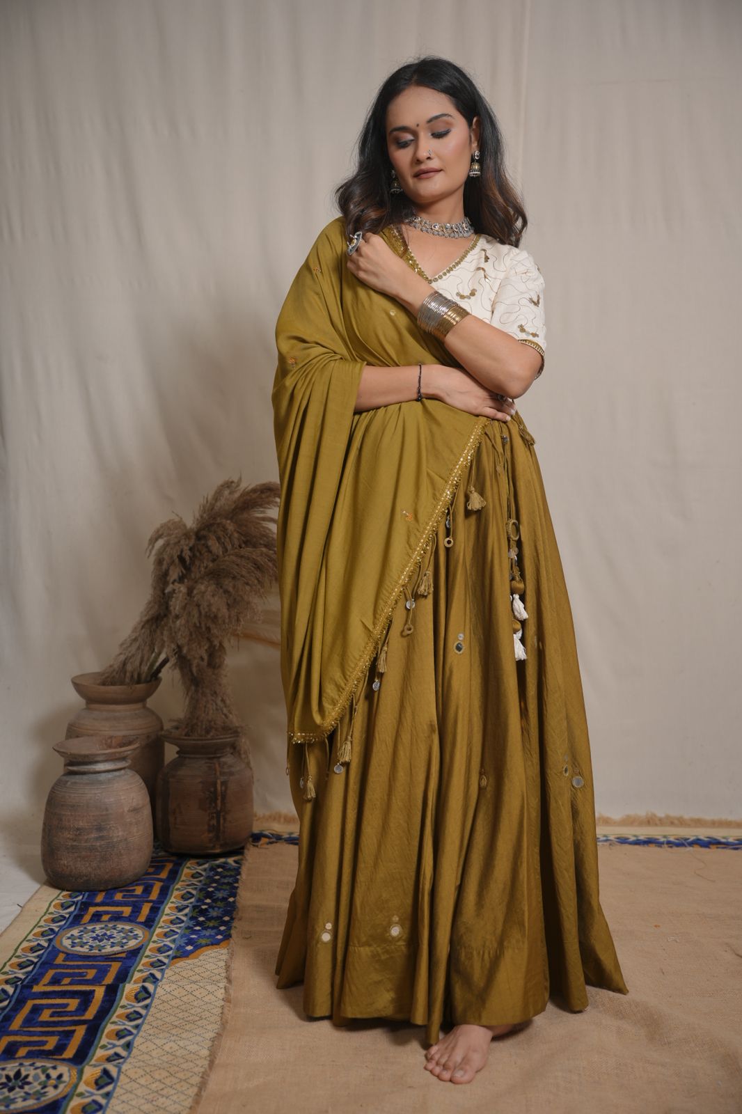 Kavya Copper Gold Lehenga