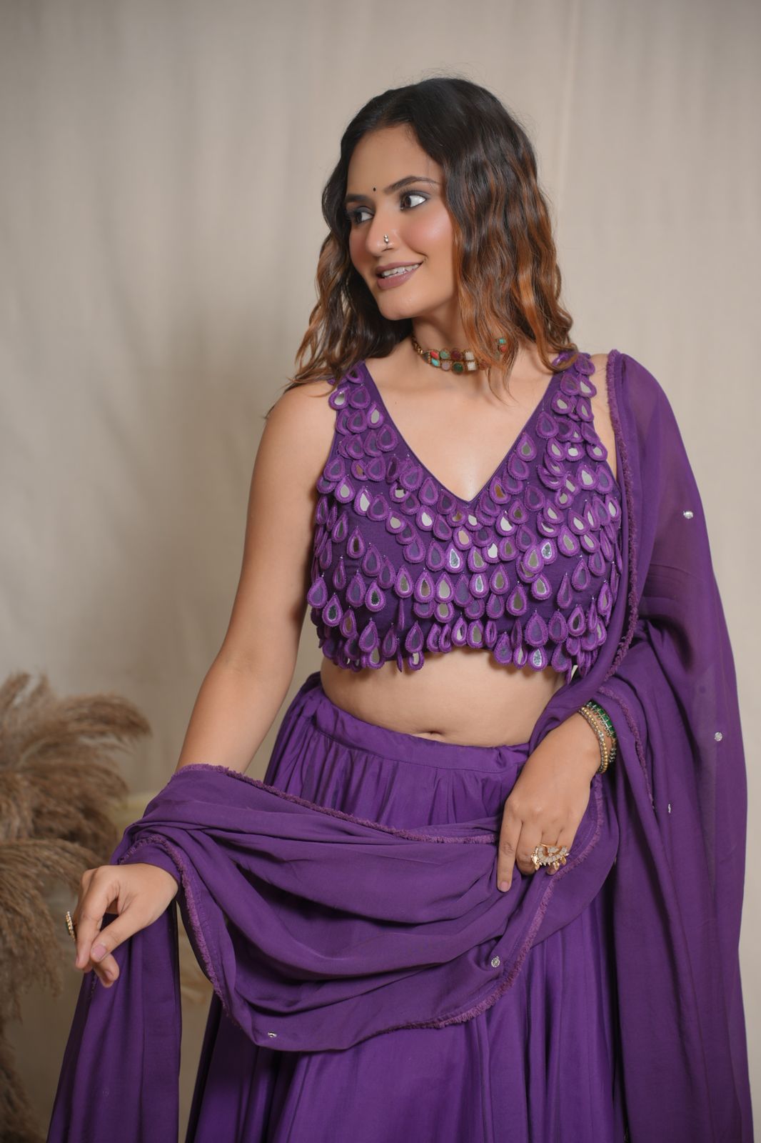 Violet Mirror Lehenga