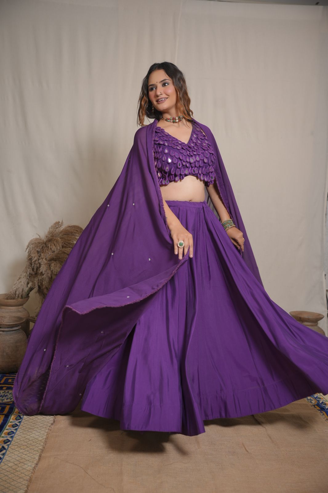 Violet Mirror Lehenga