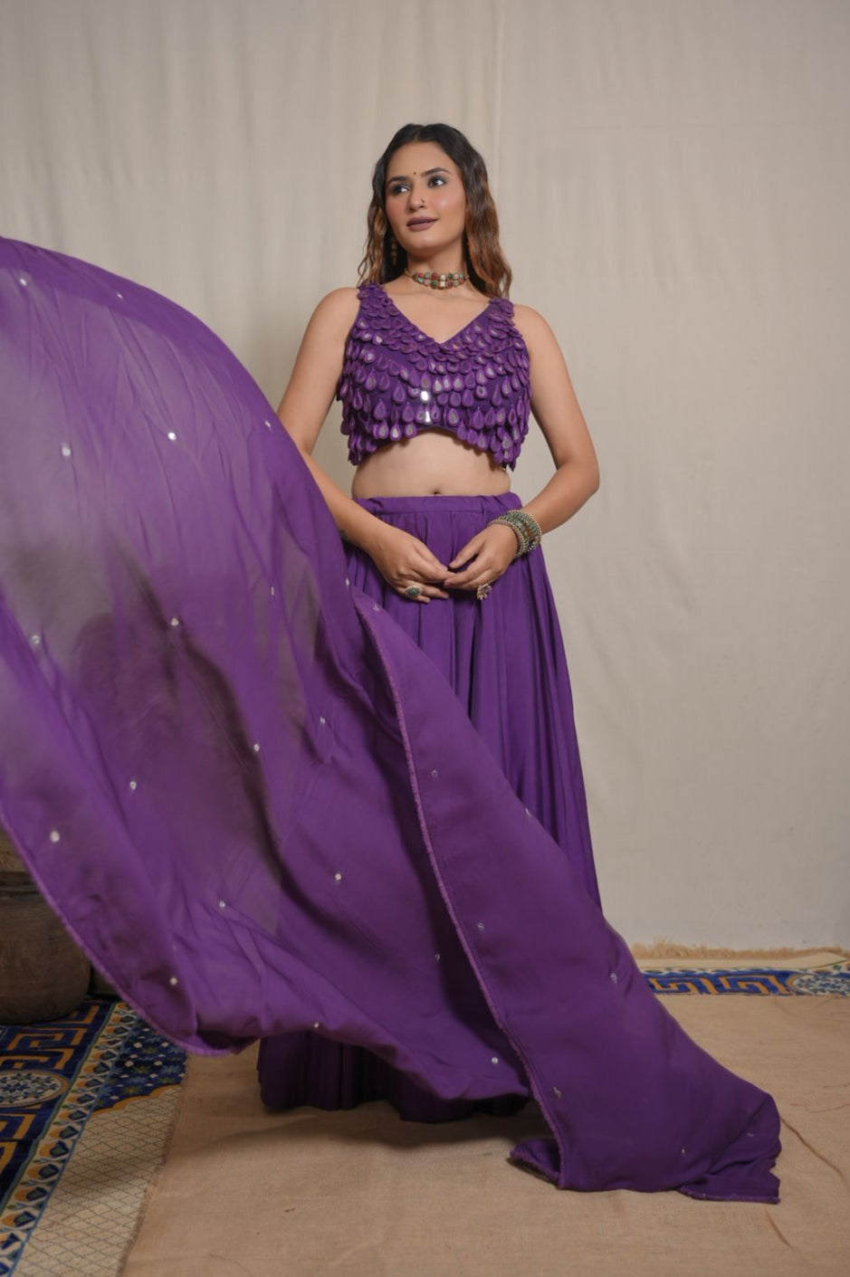 Violet Mirror Lehenga