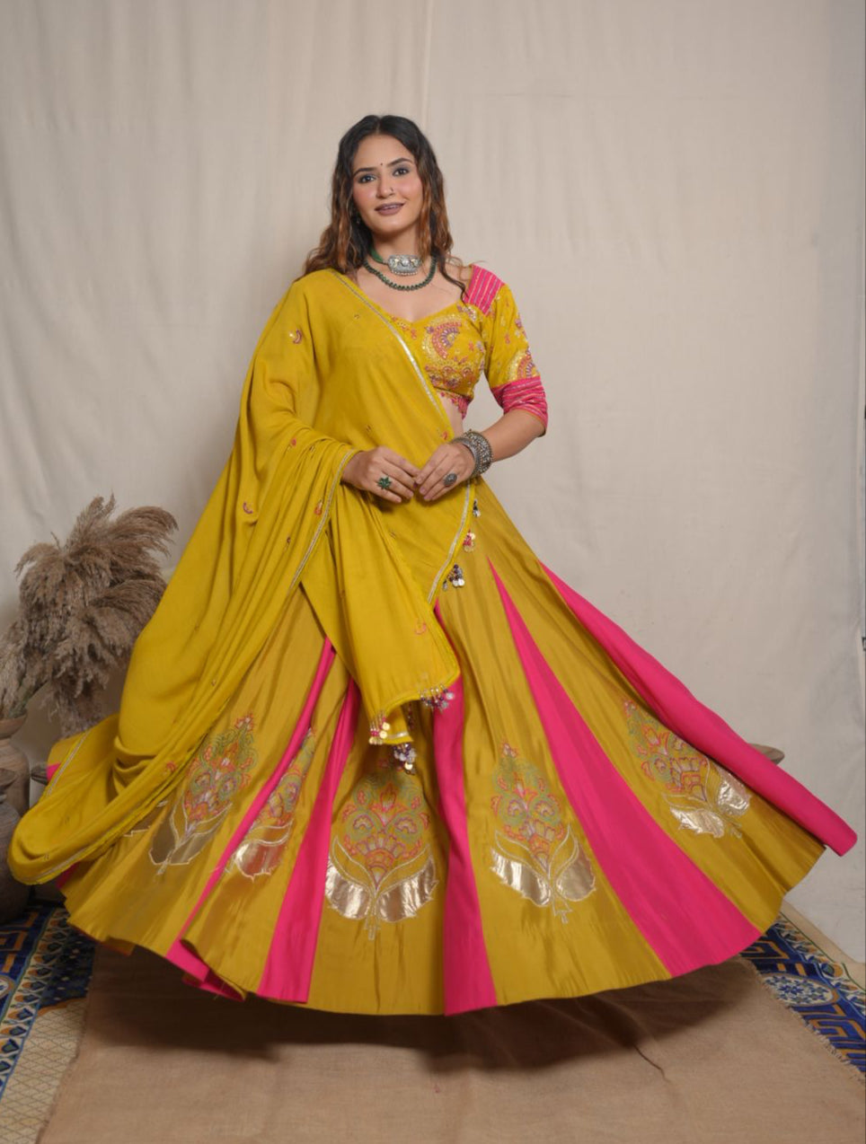 Gulzaar Yellow Silk Lehenga