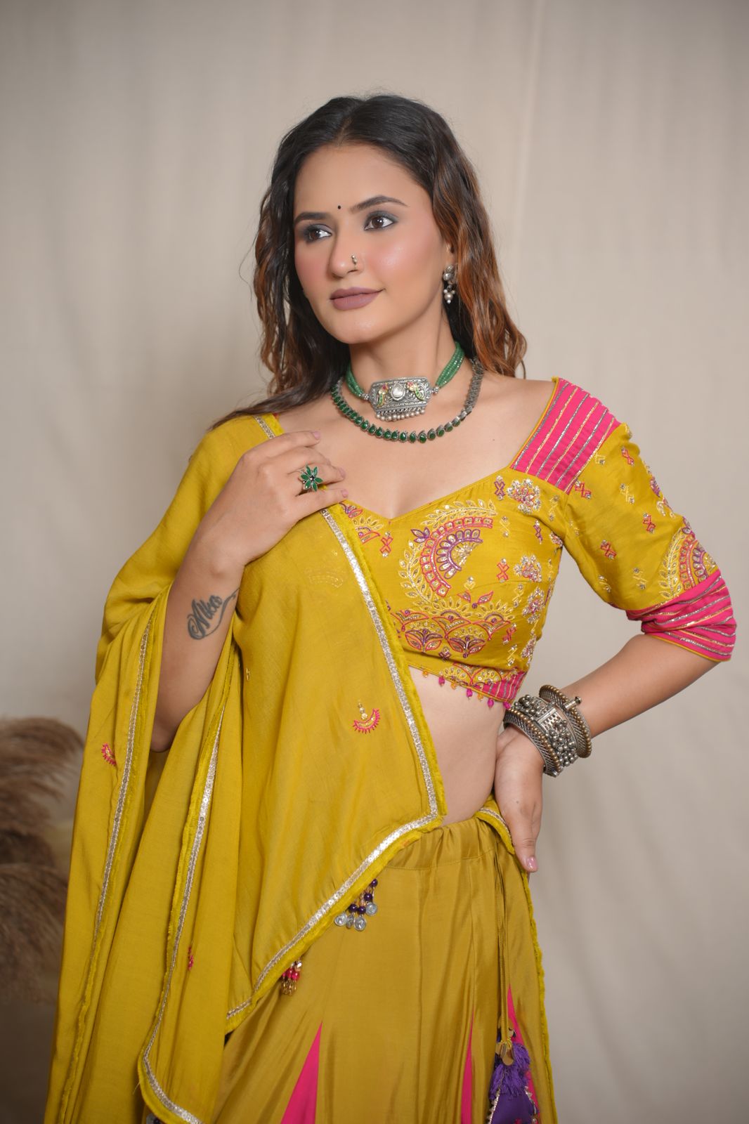 Gulzaar Yellow Silk Lehenga