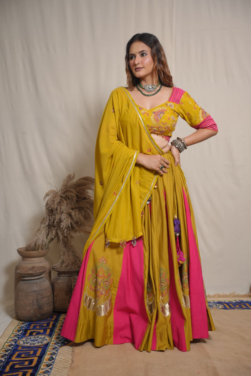 Gulzaar Yellow Silk Lehenga