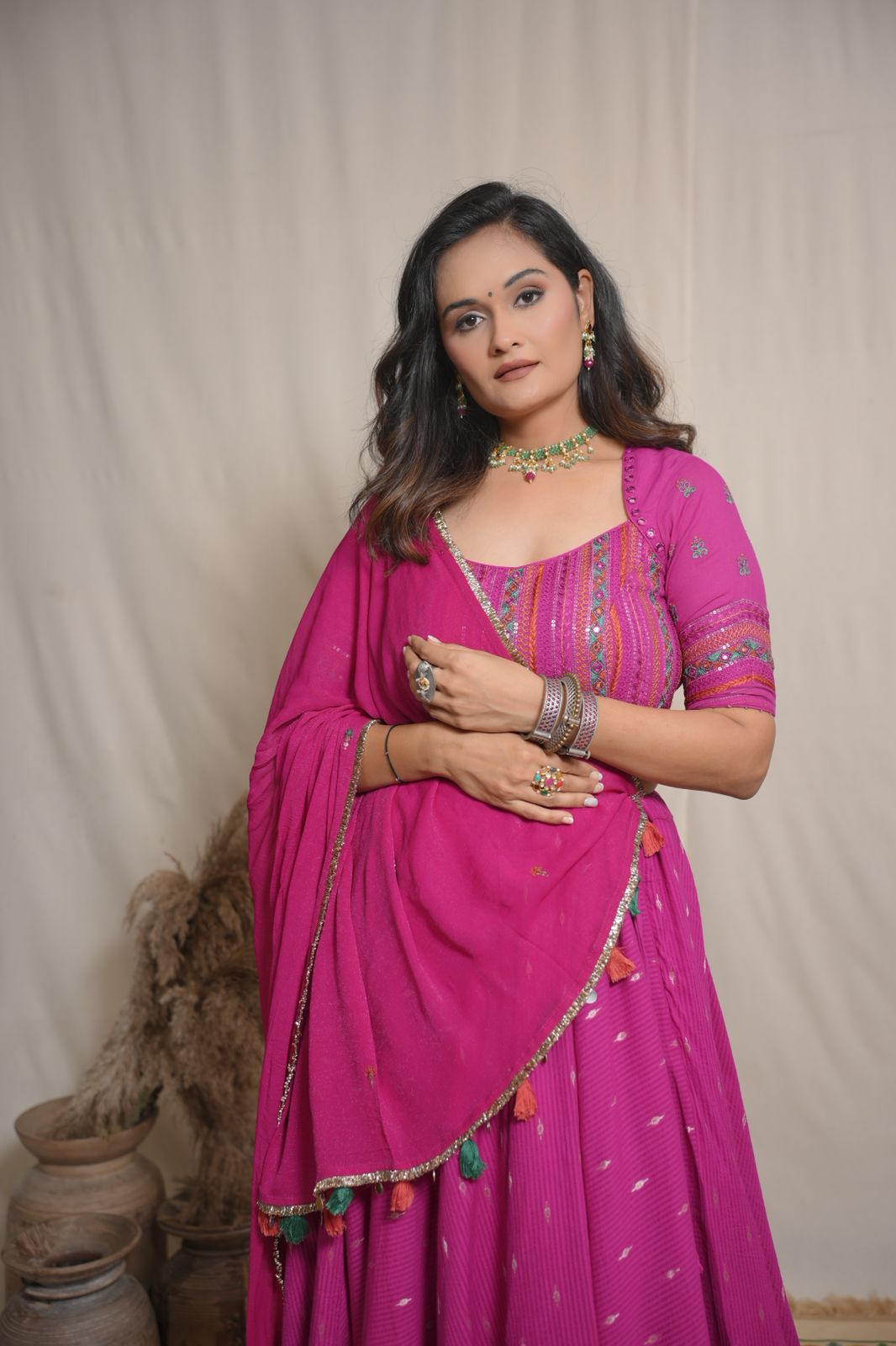 Gulmira Magenta Lehenga