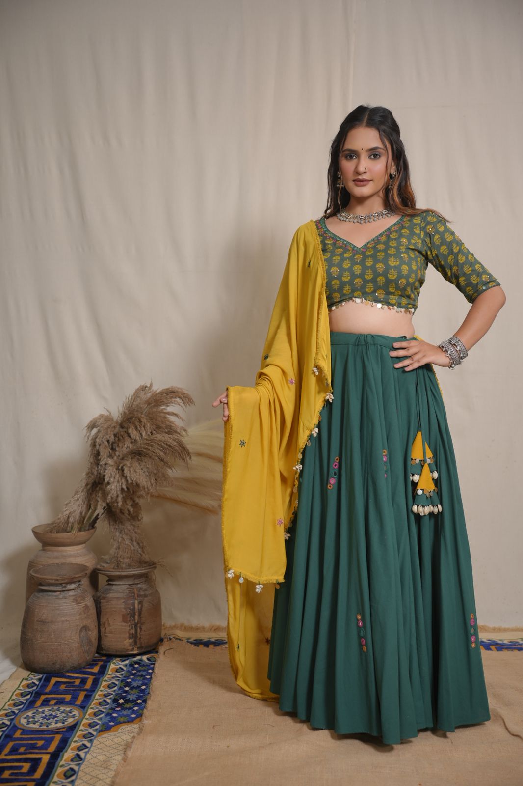 Suhana Bottle Green Lehenga