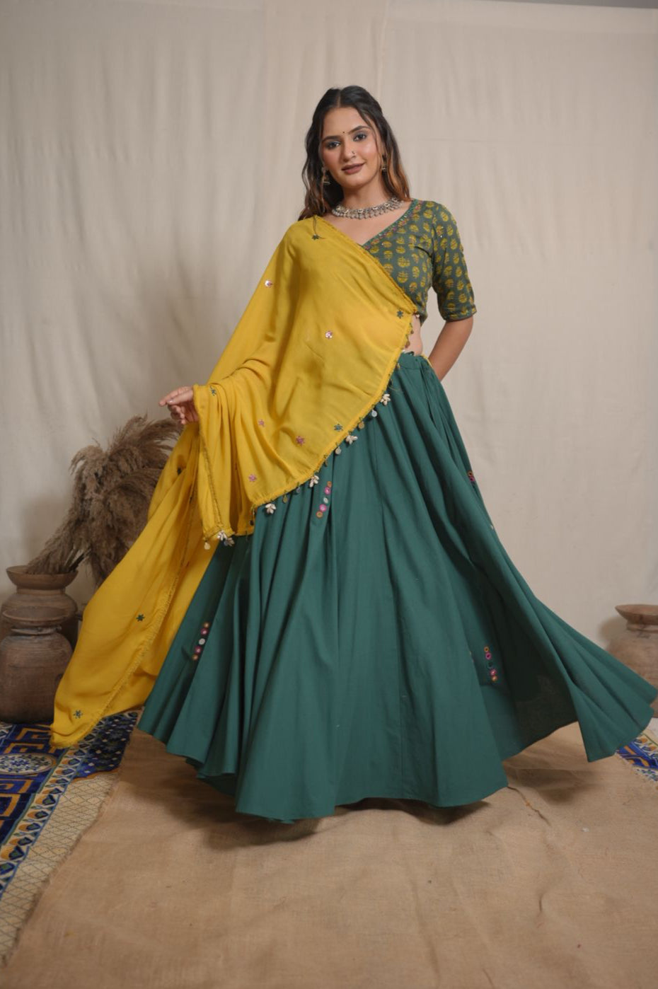 Suhana Bottle Green Lehenga