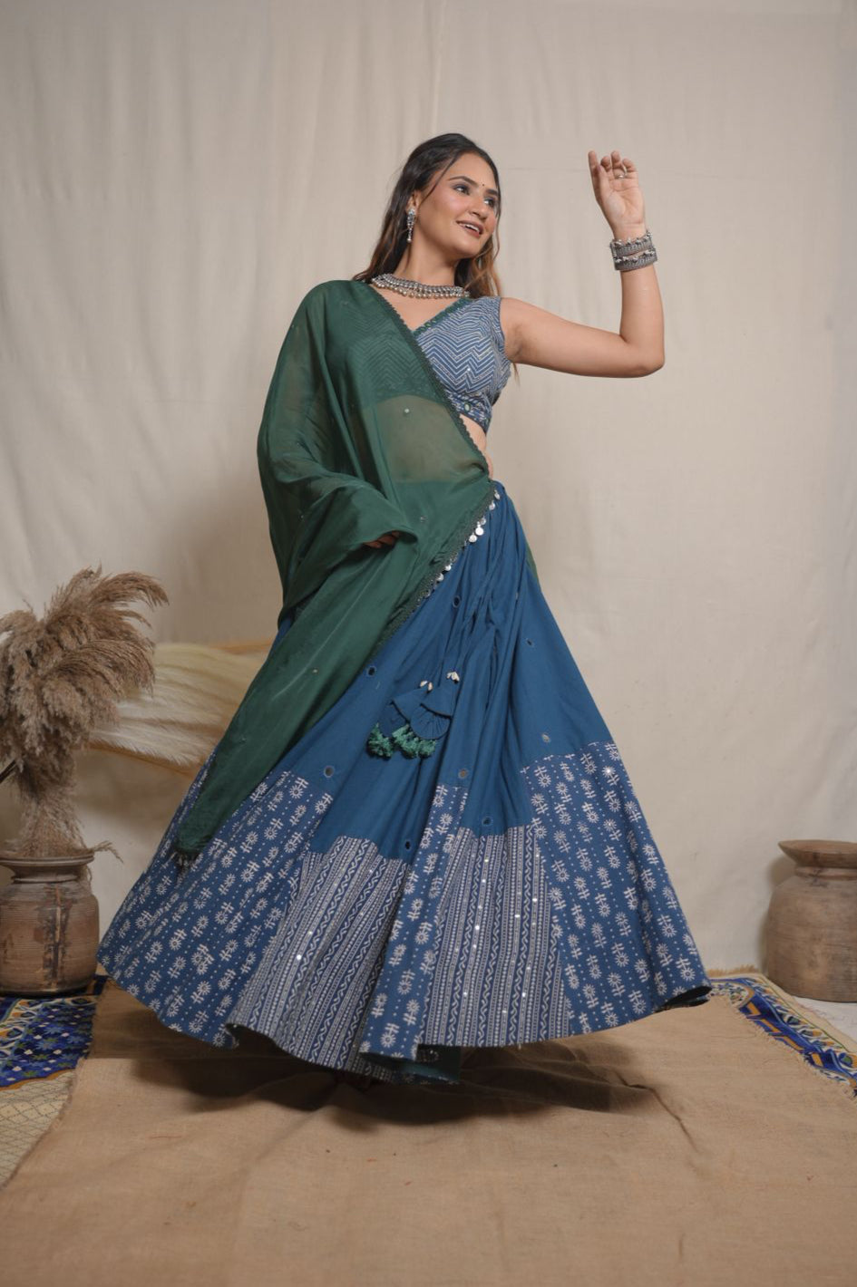 Indigo Block Lehenga