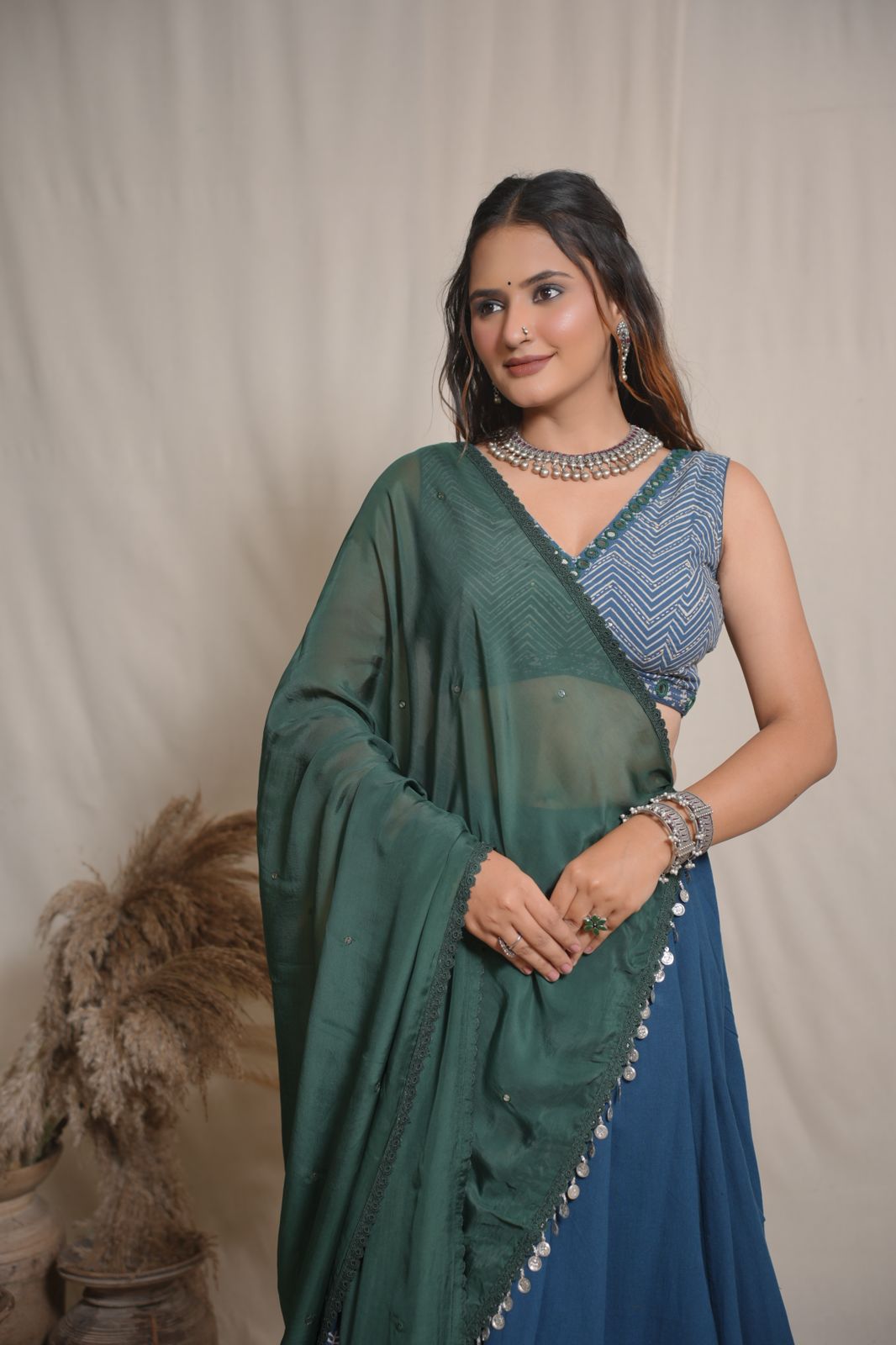 Indigo Block Lehenga