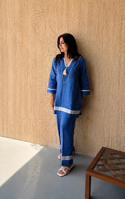 ‘Sapphire Solace’ Linen Set
