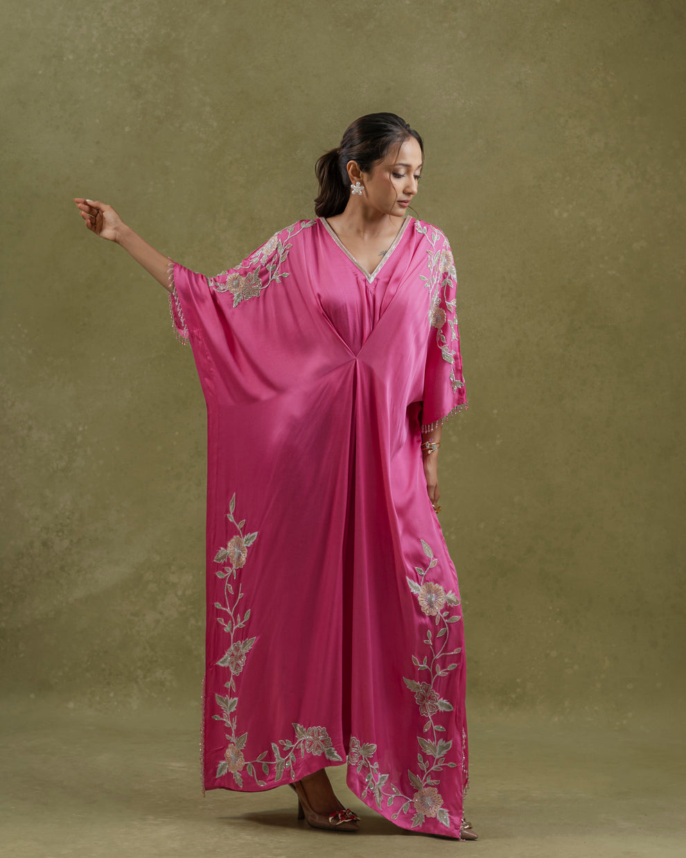 Angel Kaftan Mini in Pink Print