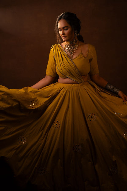 Radha Yellow Aabla Set
