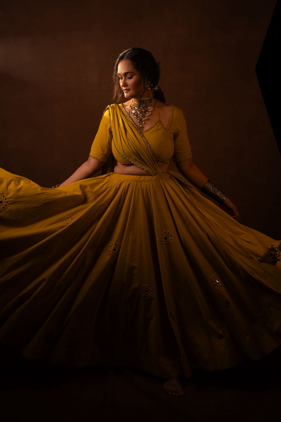 Radha Yellow Aabla Set