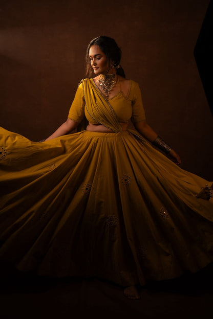 Radha Yellow Aabla Set