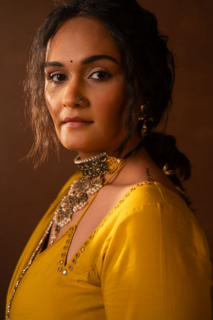 Radha Yellow Aabla Set
