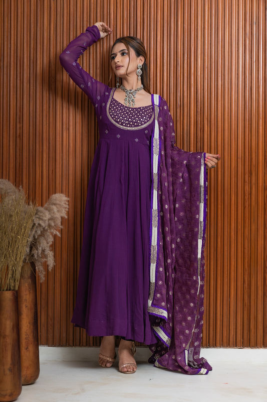 Violet Anarkali Set