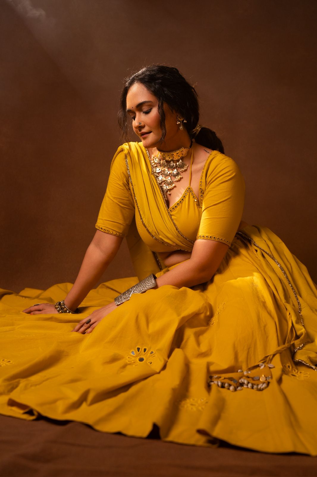 Radha Yellow Aabla Set