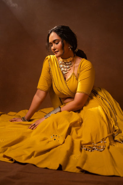 Radha Yellow Aabla Set