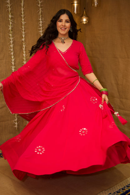 Radha Pink Aabla Set