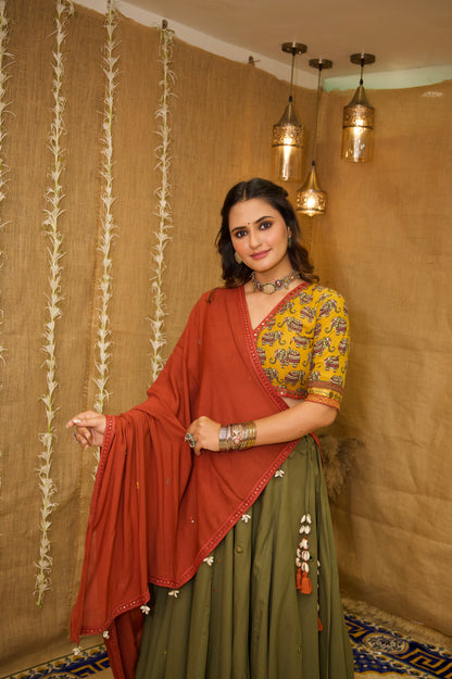 Olive Saanjh Set