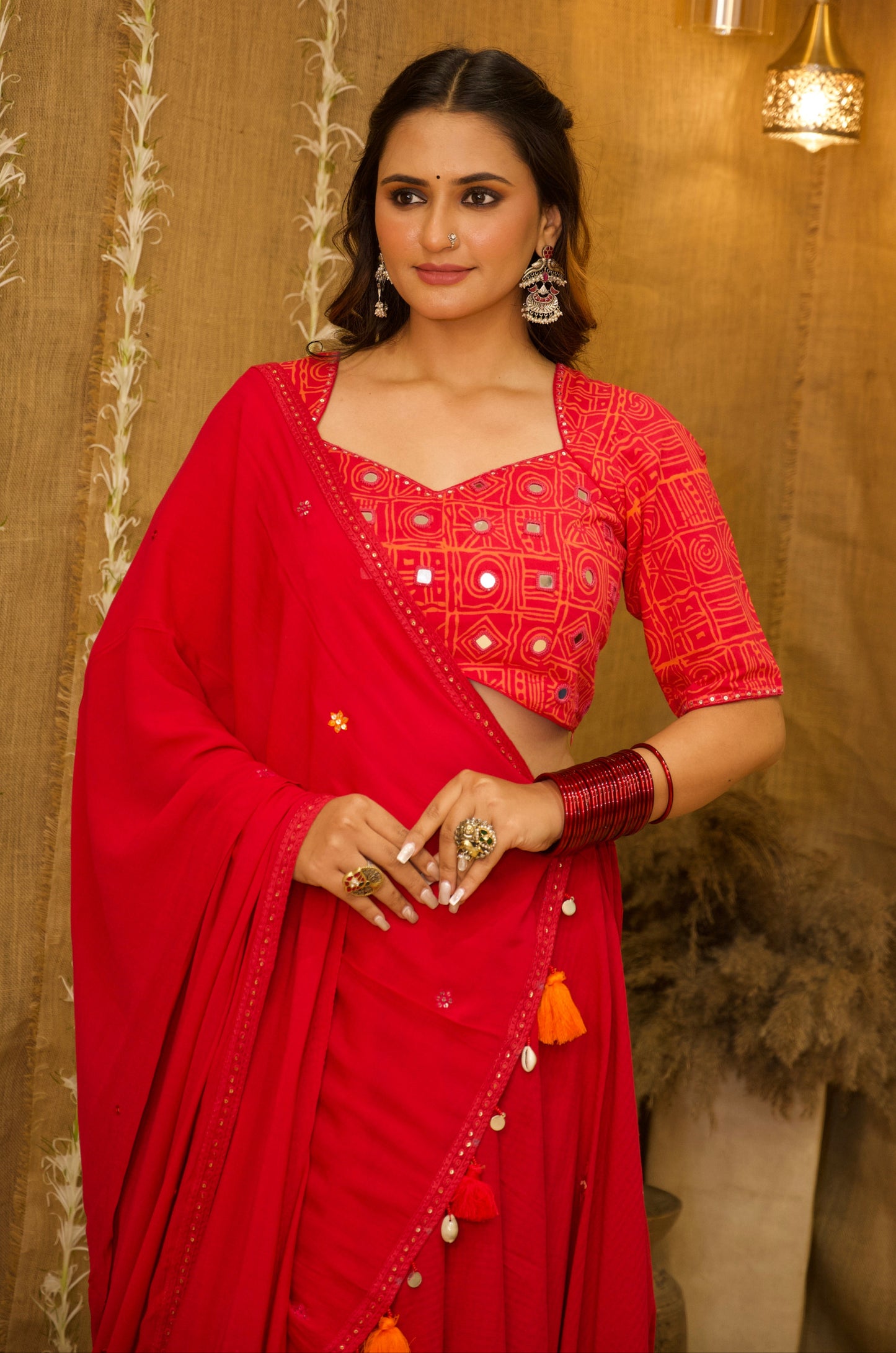 Radha Red Aabla Set
