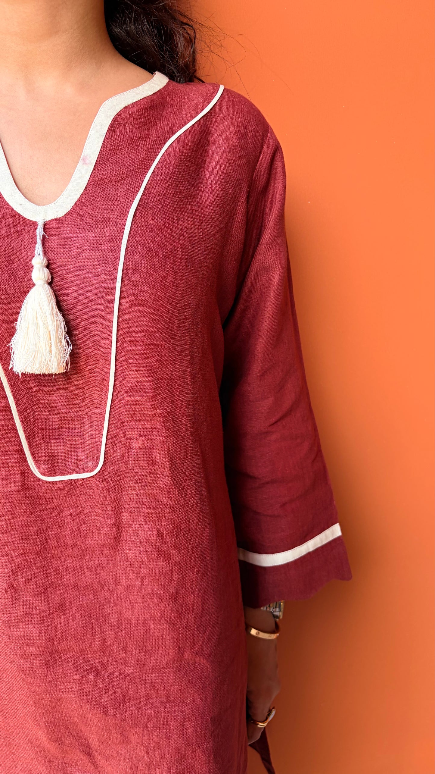 ‘Berry Maroon’ Linen Set