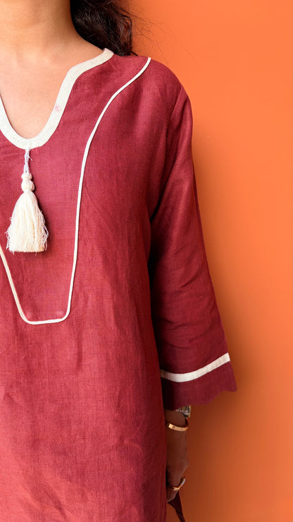 ‘Berry Maroon’ Linen Set