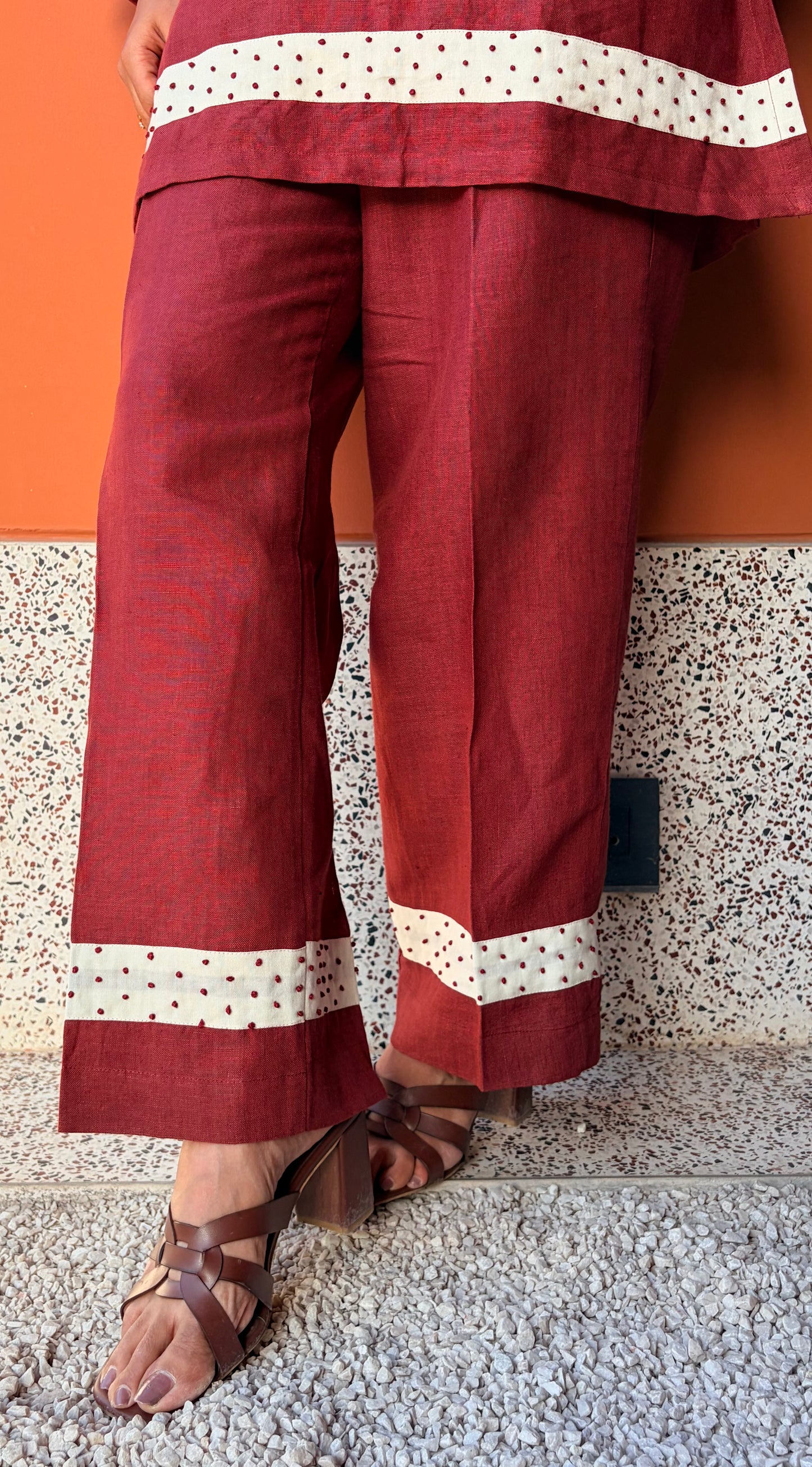 ‘Berry Maroon’ Linen Set
