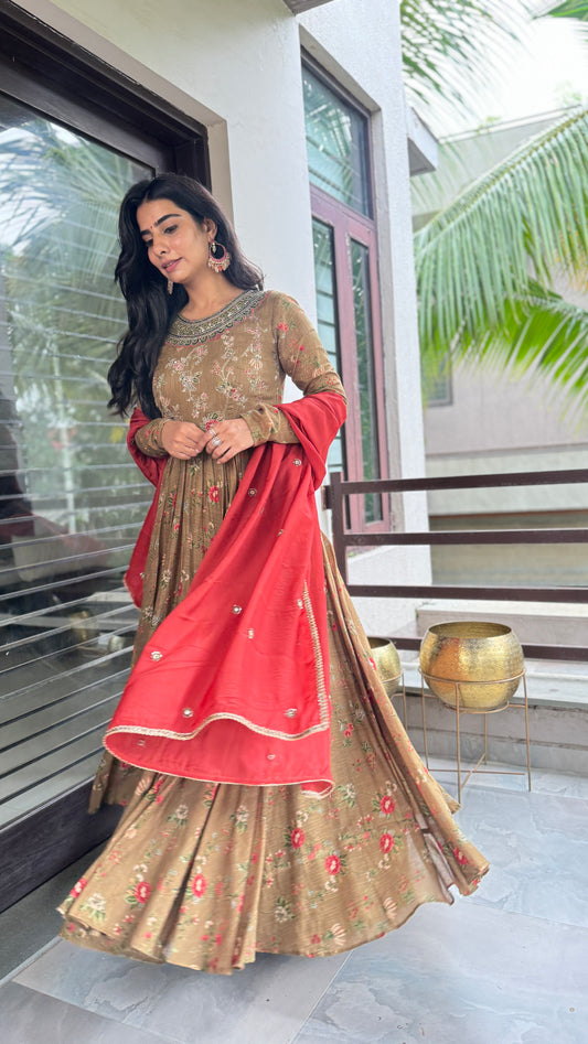 Chanderi Floral Anarkali