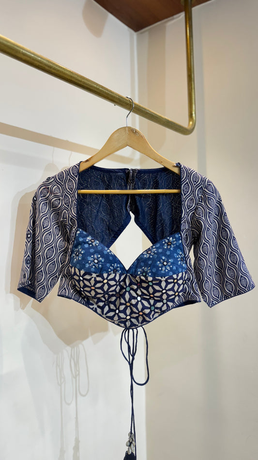 Blue Block Print Blouse