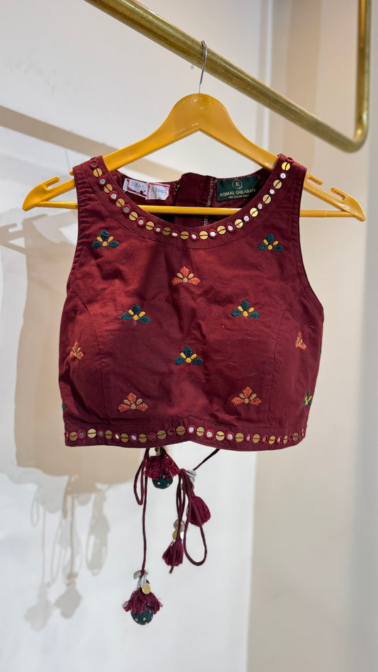 Maroon Hand embroidered Blouse