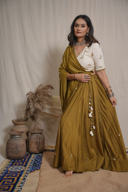 Kavya Copper Gold Lehenga