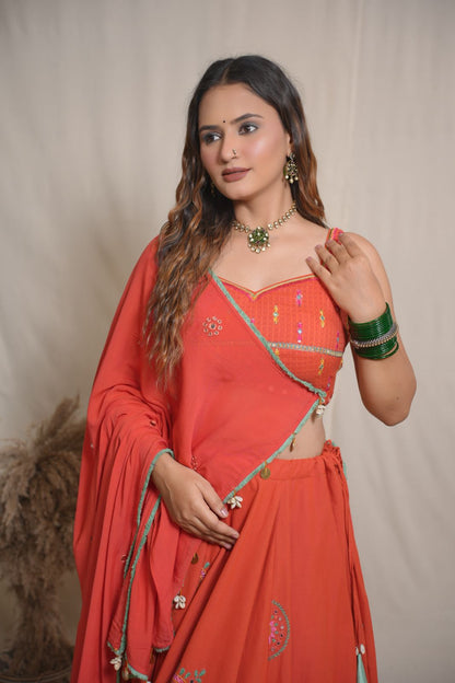 Mehra Orange Lehenga