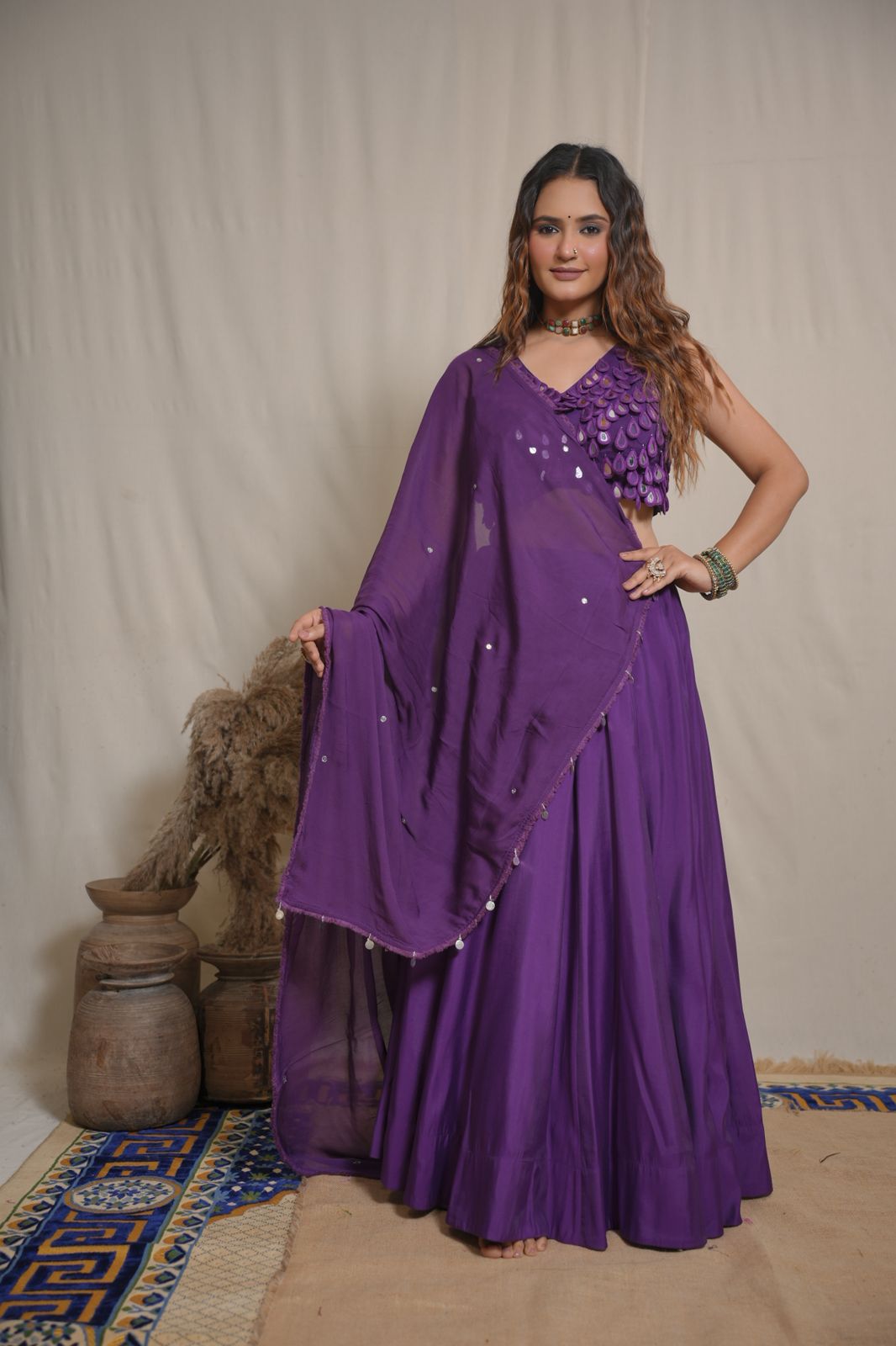 Violet Mirror Lehenga