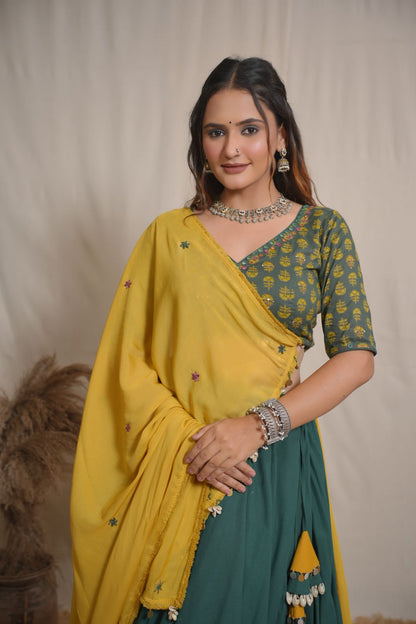 Suhana Bottle Green Lehenga